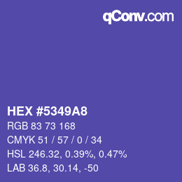 カラーコード: HEX #5349A8 | qconv.com