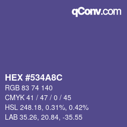 Color code: HEX #534A8C | qconv.com