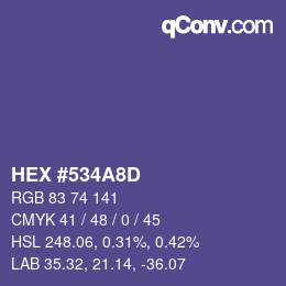 カラーコード: HEX #534A8D | qconv.com