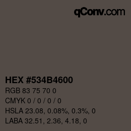 Color code: HEX #534B4600 | qconv.com