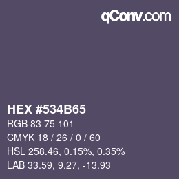 Color code: HEX #534B65 | qconv.com