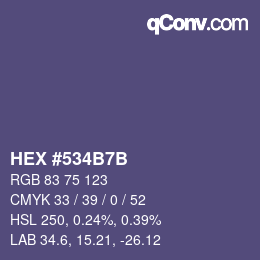 カラーコード: HEX #534B7B | qconv.com