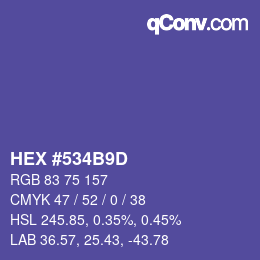 カラーコード: HEX #534B9D | qconv.com