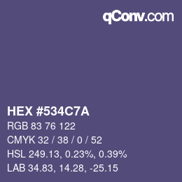 Color code: HEX #534C7A | qconv.com