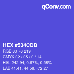 カラーコード: HEX #534CDB | qconv.com