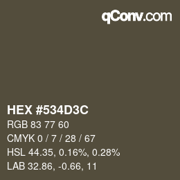Color code: HEX #534D3C | qconv.com