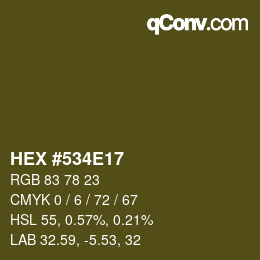 Color code: HEX #534E17 | qconv.com