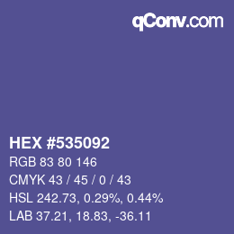 Color code: HEX #535092 | qconv.com