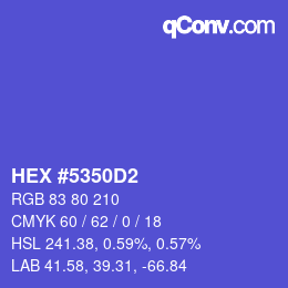 颜色代码: HEX #5350D2 | qconv.com