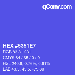 カラーコード: HEX #5351E7 | qconv.com