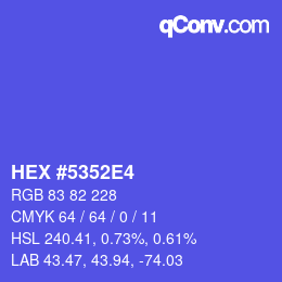 カラーコード: HEX #5352E4 | qconv.com
