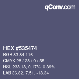 Farbcode: HEX #535474 | qconv.com
