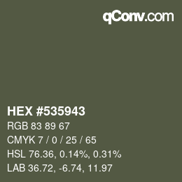 Código de color: HEX #535943 | qconv.com
