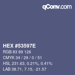 Color code: HEX #53597E | qconv.com