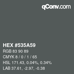 カラーコード: HEX #535A59 | qconv.com