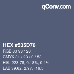 Código de color: HEX #535D78 | qconv.com