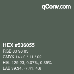 カラーコード: HEX #536055 | qconv.com