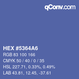 カラーコード: HEX #5364A6 | qconv.com