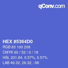 颜色代码: HEX #5364D0 | qconv.com