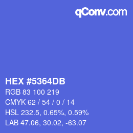 颜色代码: HEX #5364DB | qconv.com