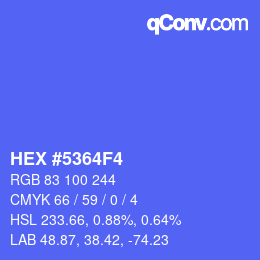 颜色代码: HEX #5364F4 | qconv.com