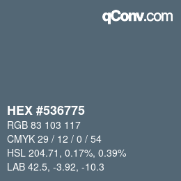 颜色代码: HEX #536775 | qconv.com