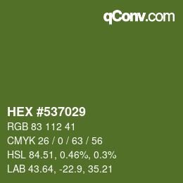 カラーコード: HEX #537029 | qconv.com