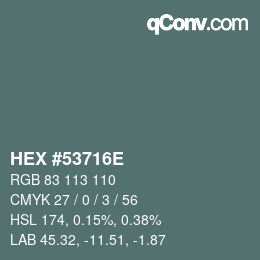 Color code: HEX #53716E | qconv.com