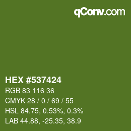 Farbcode: HEX #537424 | qconv.com