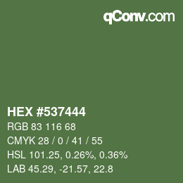 颜色代码: HEX #537444 | qconv.com
