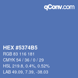 カラーコード: HEX #5374B5 | qconv.com