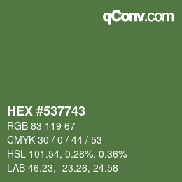 Farbcode: HEX #537743 | qconv.com