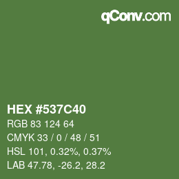 Color code: HEX #537C40 | qconv.com