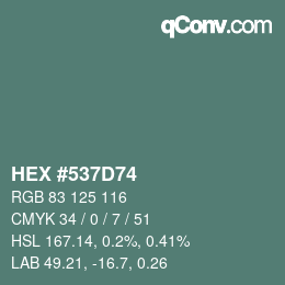 Color code: HEX #537D74 | qconv.com
