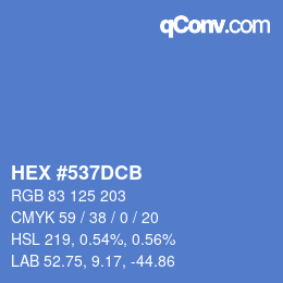 Farbcode: HEX #537DCB | qconv.com