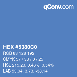 カラーコード: HEX #5380C0 | qconv.com