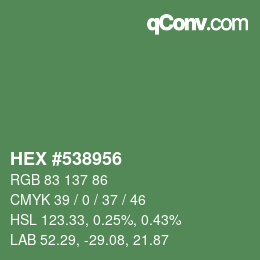 Farbcode: HEX #538956 | qconv.com