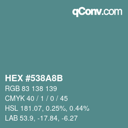 Color code: HEX #538A8B | qconv.com