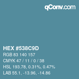 Farbcode: HEX #538C9D | qconv.com