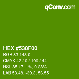 Code couleur: HEX #538F00 | qconv.com