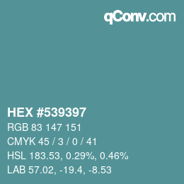 Farbcode: HEX #539397 | qconv.com