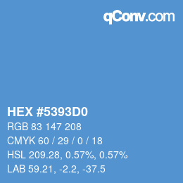 Farbcode: HEX #5393D0 | qconv.com