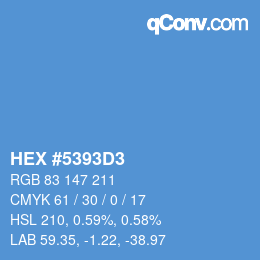 Farbcode: HEX #5393D3 | qconv.com