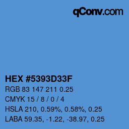 Farbcode: HEX #5393D33F | qconv.com