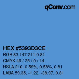 Code couleur: HEX #5393D3CE | qconv.com