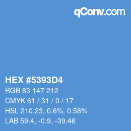 Code couleur: HEX #5393D4 | qconv.com
