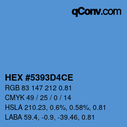 颜色代码: HEX #5393D4CE | qconv.com