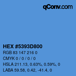 Code couleur: HEX #5393D800 | qconv.com