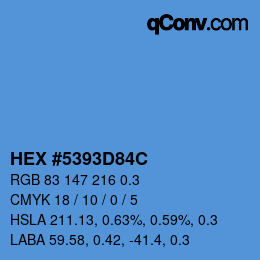 Farbcode: HEX #5393D84C | qconv.com