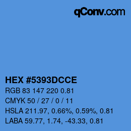 颜色代码: HEX #5393DCCE | qconv.com